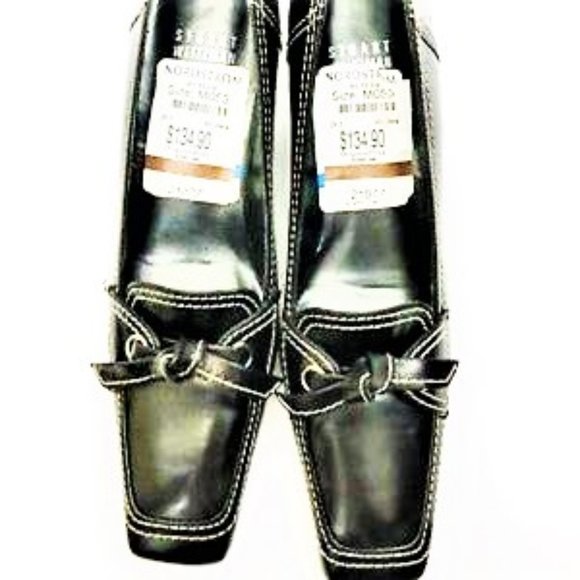 Stuart Weitzman Shoes - STUART WEITZMAN Leather Square Toe Kitten Heels